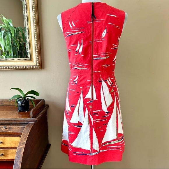 Anthropologie Maeve Berru Sailboat Shift Dress Size Red White Preppy Nautical 4 - Picture 8 of 16